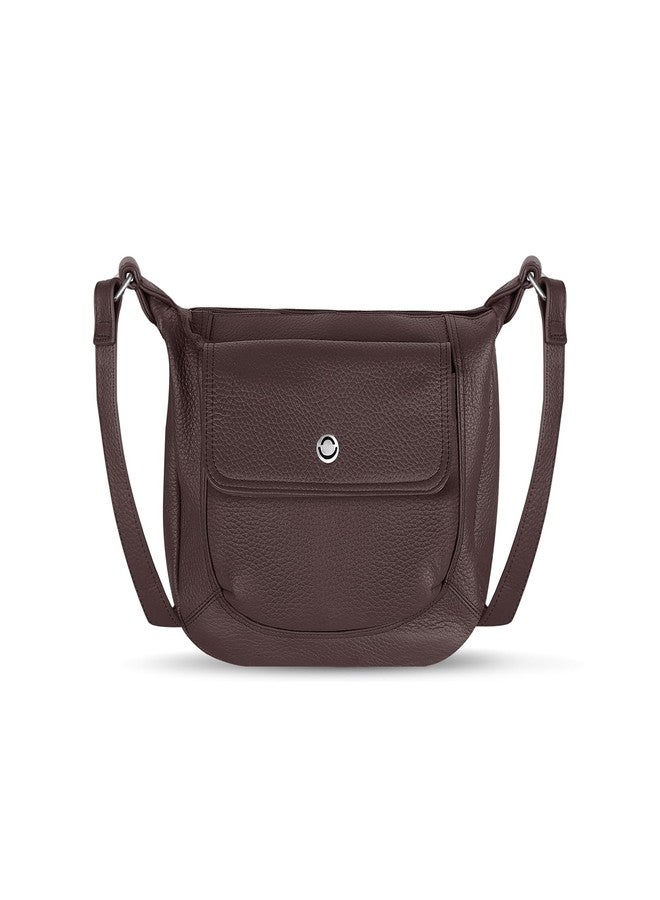 أوماكس حقيبة كتف كروس من الجلد الطبيعي الكامل الحبيبات من OMAX، حقائب نسائية كاجوال، حقائب سفر كبيرة السعة، حقائب كتف كروس بسيطة للنساء FL12 (بني) - Image 1